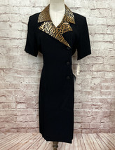 E. Morgan Dress Womens 10 Career Black Animal NEW Vintage Sheath Midi - £39.35 GBP