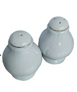 Vintage Porcelain Salt &amp; Pepper Shakers white With Gold Trim Poland 3 1/2&quot; - $16.83