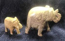 Vintage Hand-Carved Soapstone Vintage Elephants From India - £9.34 GBP