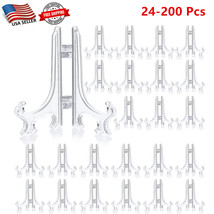 25-200 Pcs 3 inch Clear Mini Easel Stand Plastic Plate Holder Display Picture - £7.11 GBP+