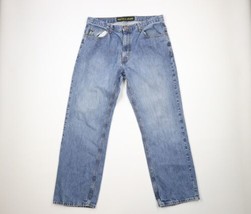 Vintage Nautica Mens 36x32 Distressed Spell Out Baggy Wide Leg Denim Jeans Blue - £51.24 GBP