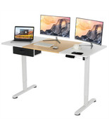Height Adjustable Electric Standing Desk with USB Charging Port-Gray - $394.29 CAD
