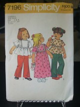 Simplicity 7196 Toddler&#39;s Dress or Top &amp; Pants Pattern - Size 3 &amp; 4 Ches... - $10.47