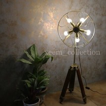 Antique Tripod Fan 5 Light Floor Lamp with Marden Looks Adjustable Woode... - £166.37 GBP