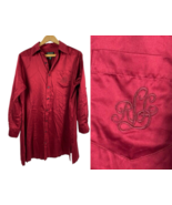 Ralph Lauren Sleepshirt Night Gown Silky Red Monogram Old Money Quiet Lu... - $49.83