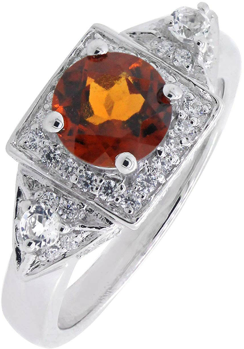 Primary image for Sterling Silver Natural Mozambique Garnet 3 Stones Ring Size 7 (1.8 CT.T.W)