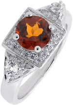 Sterling Silver Natural Mozambique Garnet 3 Stones Ring Size 7 (1.8 CT.T.W) - £92.96 GBP