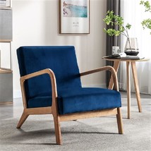 Blue Classic Comfortable Modern Boho Velvet Upholstered Lounge Armchair For - £227.86 GBP