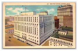 Post Office Building Detroit Michigan MI UNP Linen Postcard E19 - £1.53 GBP