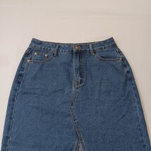 Hengsheng Women's Blue Cotton Blend Front Button & Slit Denim Skirt Size Medium image 12