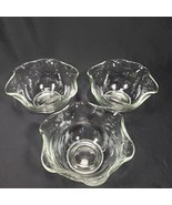 Vintage Clear Glass Ruffled Edge Flower Shape Dessert or Candy Bowl - Se... - $21.87