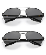 2Pairs Mens Polarized Sunglasses Large Metal Frame Aviator Sport Sunglas... - £31.07 GBP