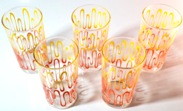 Vintage Red Orange Yellow Ombre Drinking Glasses set of 5 - $38.60