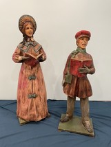 RARE Vintage Municipal Christmas Artistic Latex ALFCO Dickens Caroler Set Of 2 - £480.62 GBP