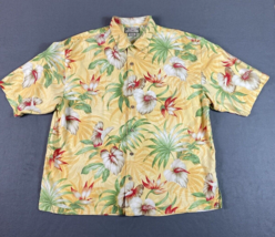 Pussers Shirt Mens Extra Large Yellow Floral Hawaiian Silk Island Reserve - $19.68