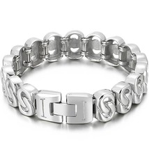 17MM Polished Stainless Steel Chain Bracelet For Men Fashion Men&#39;s Bracelets Mal - £29.18 GBP