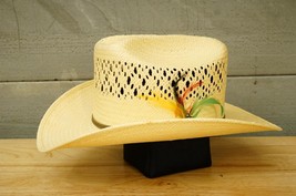 NOS 6X Cowboy Western JBS Stetson Vented Summer Straw Hat 55 6-7/8 Feath... - $123.74
