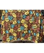 Vintage Mid Century 140” X 72"  Barkcloth Fabric Tablecloth W/ Fringe 70s Colors - $48.99
