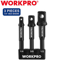 WORKPRO 3PCS Socket Adapter Extension Sets 1/4 3/8 1/2-Inch Drive 1/4" Hex Shank - £23.47 GBP