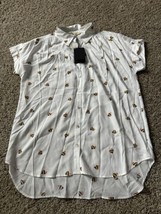 Jane and Delancey Hearts LBGT Pride button up collar T-shit Womens Size Medium - £19.56 GBP