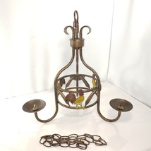 3 Arm Chandelier Hanging Light Country Rooster Oil Rub Bronze Finish *SE... - $59.99