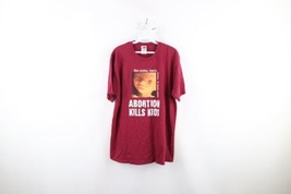 Vintage Mens Large Faded Spell Out Abortion Kills Kids Short Sleeve T-Shirt - $49.45