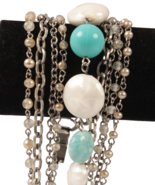 9 Strand Bracelet Mixed Materials Blue and White 7 Inches Long - €9,09 EUR