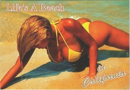Life&#39;s A Beach in California Girl Postcard Risque 90&#39;s 80&#39;s Pinup beach Ocean  - £9.86 GBP