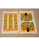 2 VTG All Cotton Towels 24 x 15 Flowers with Fringe 1970's UNUSED - $29.69