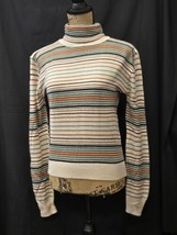 Vintage Broadway Brand Multicolor Stripe Mod Super Long Turtleneck Size M/L - £17.97 GBP