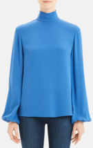 THEORY Womens Blouse Classic Mock Nk Solid Blue Size S J0802506 - £110.05 GBP