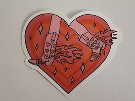 Heart Shape with Legs Wearing Boots with Flames Sticker Decal Cartoon Gr... - £1.83 GBP