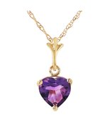 Galaxy Gold GG 14K Solid Yellow Gold Natural Amethyst Heart Pendant Neck... - $611.81