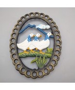 Vintage Cast Iron Farm Ducks Trivet Hand Painted Oval 8.5” Geese Cottage... - €22,09 EUR