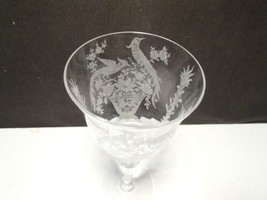 1 Etched Peacock Tall Wine Goblet ~~~ rare one  ~ 8&quot; ~~ unknown maker ~ ... - £19.60 GBP
