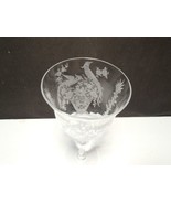 1 Etched Peacock Tall Wine Goblet ~~~ rare one  ~ 8&quot; ~~ unknown maker ~ ... - $34.24 CAD