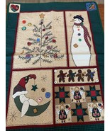 Christmas Scene Wall Hanging Tree, Snowman, Moon, Gingerbread  Men And A... - $15.00