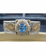 Antique Filigree Bangle Bracelet Hinged JJ White Manfg Co Patent # Blue ... - $176.50 CAD