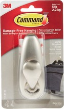 3M Command Hook Large 5 lb Brushed Nickel Metal Wall Strip 1 Pack - £7.88 GBP