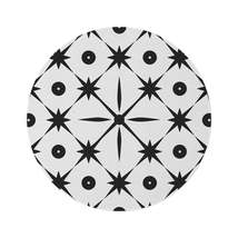 Mid Century Modern Asterisk Design - White &amp; Black Atomic Starburst - Round Rug - $149.60