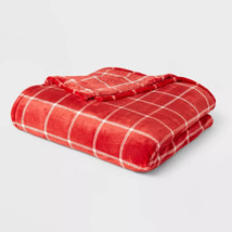 Threshold Ultra Soft Microplush Blanket Twin/Twin Xl Red Plaid - £23.02 GBP