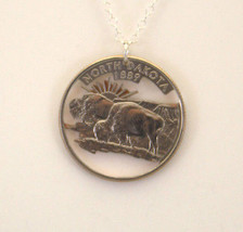 North Dakota, Cut-Out Coin Jewelry, Necklace/Pendant - £16.80 GBP