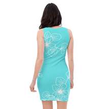 Womens Stretch Fit Bodycon Dress, Floral Cyan Blue 7022523 - £30.54 GBP