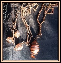 Sets - Necklaces of Copper and Gold-Filled Wire with Pearls w/ Matching ... - $855.30 MXN
