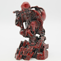 Chinese Wise Man Immortal God of Longevity with Giant Peach Red Resin VTG 5 inch - £12.62 GBP