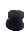 Phipps London Paris New York Black Velour Cloche Hat Cap Bow Vintage - £31.15 GBP