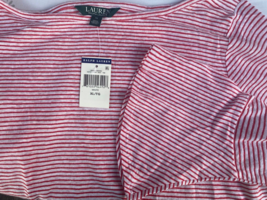 NWT Womens Top-LAUREN RALPH LAUREN-red striped bell cuff XL - $23.99
