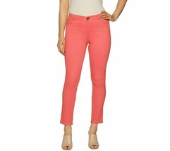 Peace Love World Peached Sateen 5-Pocket Slim Leg Jeans in Calypso Coral... - £13.36 GBP