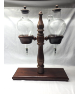 Double Wine Decanter Aerator Walnut Wood Stand And Caps With Etched Glas... - $1,163.20 MXN