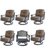 Swivel chairs set of 6 club outdoor patio deep rocker heavy duty furniture. - $3,157.11